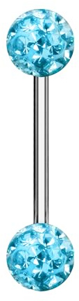 Taffstyle Piercing Barbell Stab mit Multi Ferido Kristall Kugeln