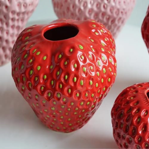 Vase fraise en céramique (S rouge)