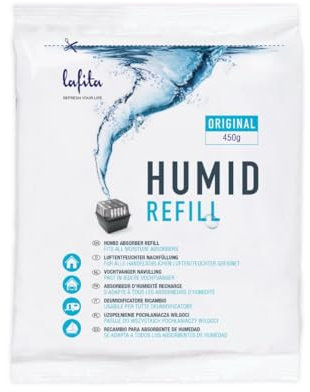 Lafita Lot de 42 recharges pour déshumidificateur d'air 450 g – Granulés pour déshumidificateur d'air sans électricité à partir de 400 g – Recharge pour appartement, cave, salle de bain