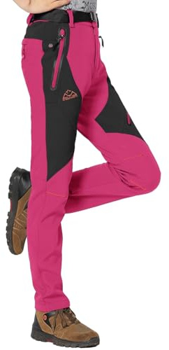 Rdruko Softshellhose Damen Wanderhose Winter Skihose Wasserdicht Schneehose | Winddicht Thermohose Winterhose Warm Gefüttert Outdoorhose Snowboardhose Thermo Trekkinghose mit Taschen