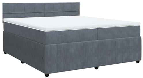 vidaXL Ramsäng med madrass mörkgrå 200x200 cm sammet