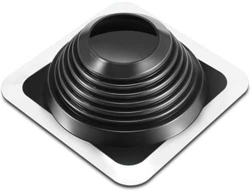 Yaocom Metal Roof Vent Boot Flashing Chimney Roof Pipe Boot Sleeve Square Base Epdm Stove Roofing Vent Boot Kit(1 Pcs,14.8 Inch)