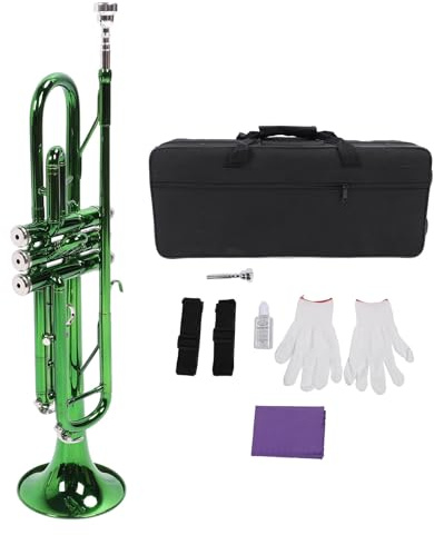 Set Tromba in Sib Tromba Tritono Verde B Bemolle Strumento per Suonare la Tromba con Kit di Pulizia per Tromba per Professionisti o Principianti