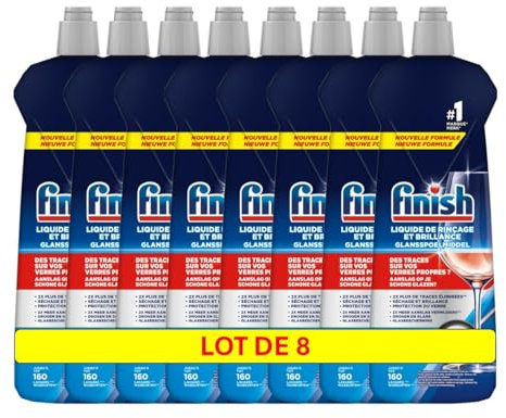 Finish Liquide de Rinçage Brillance et Séchage- Produit Lave-Vaisselle - Jusqu'à 160 lavages - lot de 8 x 800 ml