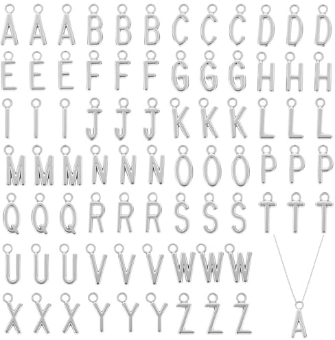 78 Pcs Letter Charms, Alloy Small Charm for Jewelry Making Bright Silver Alphabet Charm Capital A-Z Charms for DIY Bracelet Necklace Pendants Earring Jewelry