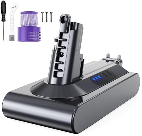 6000mAh V10 Batería para Dyson V10,Batería de Repuesto para Dyson V10 Animal V10 Absolute V10 Motörhead V10 Fluffy V10 Total Aspirador de Mano con 2 Filtros