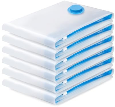 Lot de 6 sacs de rangement sous vide pour vêtements - Taille moyenne 70 x 50 cm - Réutilisables comme sac de rangement - Pour vêtements, couettes, linge de lit, oreillers - Idéal pour les voyages