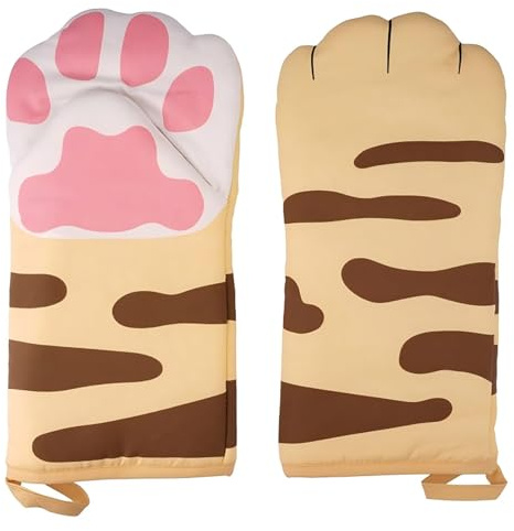 Ofenhandschuhe Katze, 1 Paar lustige Kochhandschuhe, Hitzebeständig Anti-Rutsch Backhandschuhe, zum Kochen, Backen, Barbecue Isolation