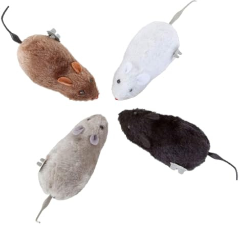Kisangel Lot De 4 Jouets Souris Mécaniques Réalistes pour Garçon Et Filles Petit Format Fonctionnement à Ressort Jouets Parodiques pour Fêtes Jeux D’intérieur Et Extérieur