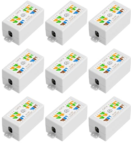 iwillink 9-Pack Cat6 Ethernet Junction Box, Punch Down Type, UTP | Cat 6 Junction Box, Compatible with Cat6/Cat5e/Cat5 23-26 AWG Network Cables, TIA/EIA 568A/B, Screw or Tape Mount