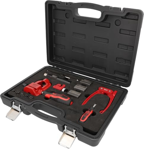 KS Tools - 122.1290 - Appareil à collet pour durite de frein - Outillage mecanique auto - Vis de force hydraulique - Utilisation sans démontage de la conduite - 16 Pièces