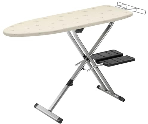 Rowenta Pro Compact Ironing Board with Hanger Rack 18 x 54 Inches Space Saving, Folding, 4 Legs IB9100,Beige