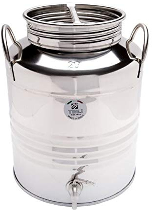 Bidon à huile en acier inoxydable 18/10, 20 L, avec robinet