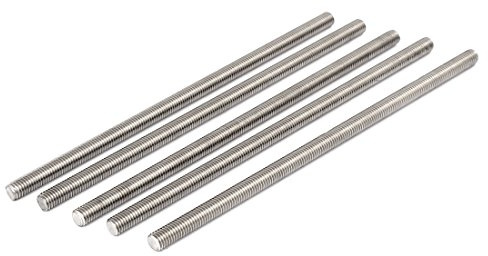sourcing map 5 Stück Gewindestangen M8x200mm Edelstahl 304 Gewindestift Metrischem Vollgewinde Bar Gewindestäbe für Befestigung CNC-Werkzeugmaschinen 3D-Drucker Industrie Geräte