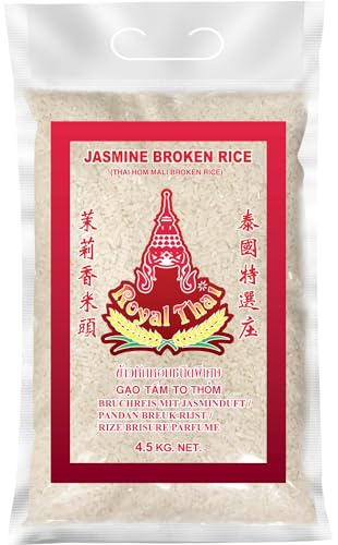 ROYAL THAI RICE - Gebrochener Jasmin Reis - 1 X 4,5 KG | Erstklassiger thailändischer Reis - ideale Grundlage für Wok-Gerichte, asiatische Küche und als vielseitige Beilage