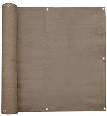 jarolift Copertura per Balcone Traspirante, Telo di Rivestimento Frangivista Protezione Solare Frangivento, 300 x 90cm (16 Occhielli), Marrone