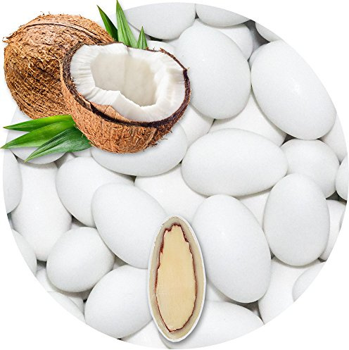 EinsSein 0,5kg Schokomandeln Kokos weiss matt Hochzeitsmandeln | Mandeln Schoko Hochzeit für Gastgeschenke Hochzeit, Taufe, Kommunion, Konfirmation | Taufmandeln Zuckermandeln Bonboniere Confetti