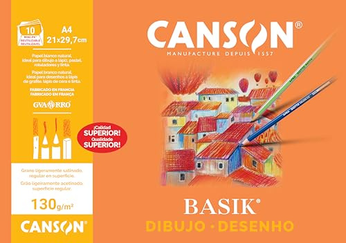Canson 200406331 Zeichenpapier, 130 g, DIN A4, 10 Blätter
