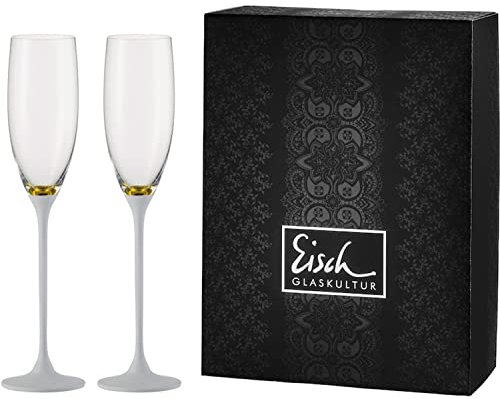 Eisch - Sektgläser Champagner Exklusiv gold/weiß - 2 Stück im Geschenkkarton