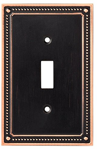 Franklin Brass Classic Beaded (1-Pack) Decorative Light Switch Cover Bronze w/Copper HighDecorative Lights 2-Gang Wall Plate Double Switch/Toggle Plate Covers Electrical Outlet Covers W35061-VBC-C