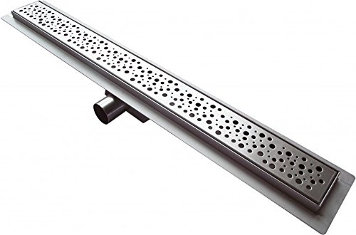 BERNSTEIN® Duschrinne 70cm für Duschkabine mit Lochmuster-Ablaufblende (Trend) Komplettset, Doppelseitiger Bodenablauf mit integriertem Siphon, Flache Edelstahl-Ablaufrinne G013 für Badezimmer