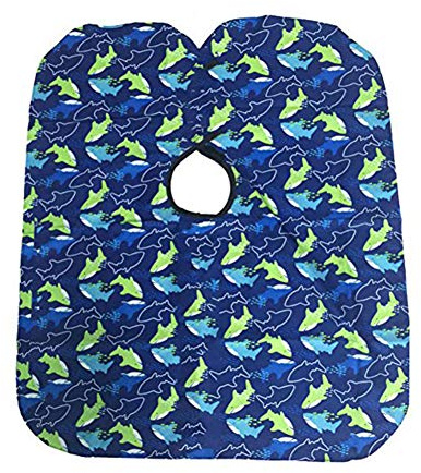 AKOAK Children Cartoon Dolphin Patterned Hair Cut Cap Waterproof Hairdresser Dressing Salon Gown Apron Cloak Cloth for Salon