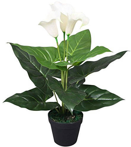 Tidyard Kunstpflanze Künstliche Calla-Lilie im Topf, Tischdeko Hauers Balkon Büro Deko, Weiß, 45cm