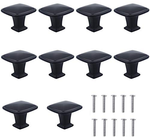 Natuce 10PCS Nero Pomelli per Porta, Ø30mm Pomolo per mobile, Pomelli per Mobili con Viti, Maniglia per armadietto, pomelli per porta, Pomelli per Cassetti per porta, armadio, cassetto e credenza (A)