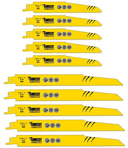 10 x SabreCut SCRSK10DF 150mm 225mm 6 TPI S610DF S1110DF Säbelsägeblätter für schnelles Holz- und Metallschneiden kompatibel mit Bosch Dewalt Makita und vielen anderen