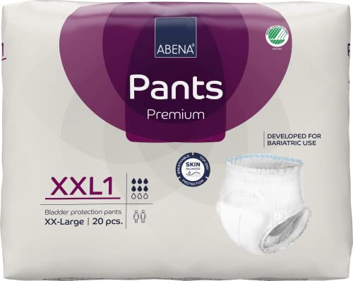 Abena Pants XXL1 Incontinence Pants, Large Capacity Incontinence Pants for Men and Women, Breathable and Comfortable with Fast Absorption, Discreet Incontinence Pads, 60-80 Waist, 1450ml, 20PK