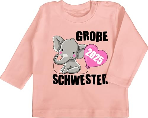 Baby Langarmshirt - Große Schwester 2026 I - 18/24 Monate - Babyrosa - ich werde Grosse Schwestern Bald Shirt t-Shirt Big Sister 2023 Tshirt sis Bin Shirts Geschenkideen+für+Geschwister Elefant