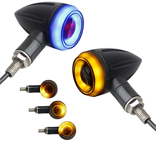 NTHREEAUTO Sequential Turn Signals Light LED Switchback Flowing Motorcycle Blinkers Universal Bullet Indicators Compatible with Harley Honda Kawasaki Yamaha Suzuki Off-road