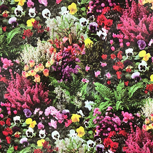 KEVKUS Wachstuch Tischdecke W270 Alpenveilchen Rosen Stiefmütterchen Blüten Blumen Frühjahr eckig rund oval (Rand: Schnittkante (ohne Einfassung), 140 x 350 cm eckig)