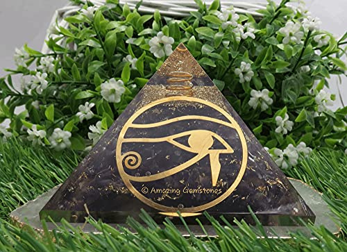 Amazing Gemstone Ametist-orgonpyramid för att skydda mot EMF och negativ energi – naturlig ametistkristallpyramid (Ra-öga)