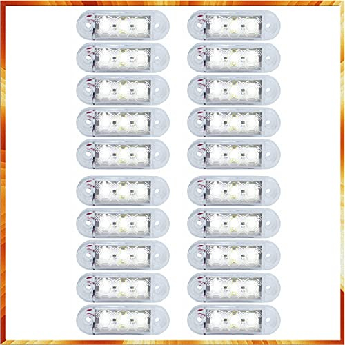 Easy Link 20X LED Weiß Begrenzungsleuchte Positionsleuchte Seitenmarkierungs Licht Universal für LKW Anhänger VAN Auto (Weiß, 20)