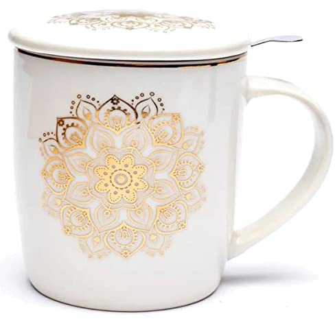 Zen et Ethnique Mug blanc avec infuseur métal - Mandala