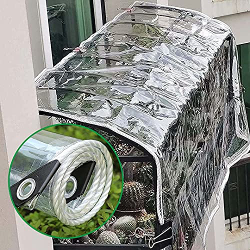 JAHQLIGHT JAHQ 3 x 5 m Abdeckplane Wasserdicht Transparente Plane mit Ösen Faltbar Abdeckhaube Gartenmöbel Reißfest Winterfest Windschutz Bootsplane Schutzhaube für Gärten Gewächshaus Pflanzen
