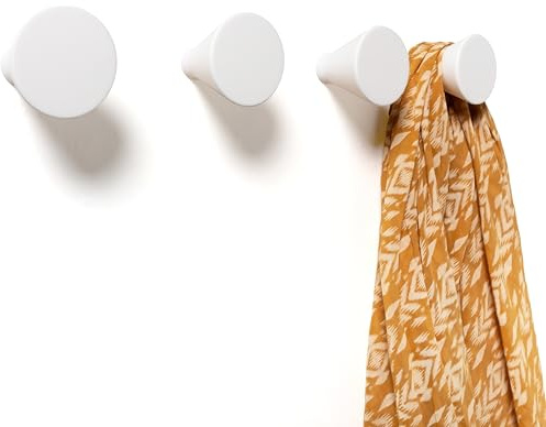 nidoshu Appendiabiti da Parete Singoli Bianchi - Attaccapanni da Muro per Ingresso Moderno Bagno o Cucine - Appendini Originali - Ganci Appendi Abiti con viti a scomparsa (Set da 4 appendini, bianco)