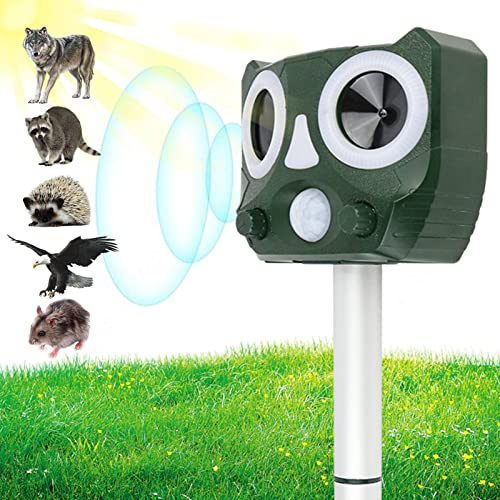 Abbto Asustador de animales por ultrasonidos | Repelente para ardillas – Repelente para ratones repelente para gatos repelente para animales de nueva energía repelente para pájaros con voz externa