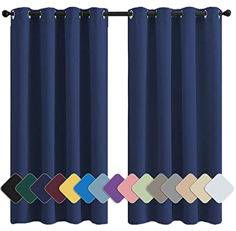 MENGH Isolation Phonique Rideau 200x100cm Bleu foncé Rideau Chambre, Isolant Thermique Imperméable Réduction du Bruit, pour Chambre, Salon, Bureau