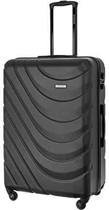 BARRENS Valigia grande | Bagaglio da stiva | 77x51x30 cm | 96 L | 4 ruote a 360 gradi | Maniglia flessibile | Valigia rigida | Compatibile con le compagnie aeree | Nero