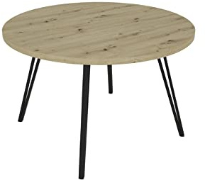 byLIVING Esstisch Marta, rund Artisan Eiche, Metallgestell schwarz matt | für 5 Personen, D 120 cm, H 76 cm