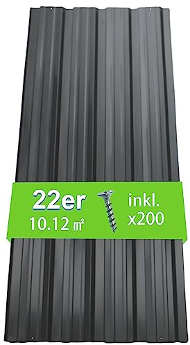 Thanaddo 22er Set Profilblech Trapezblech mit Schraube Blech Metall Dachblech Dach Platten Stahlblechdachplatten 10.12m² (G0033-01XX)