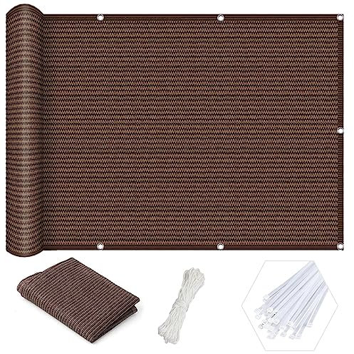 NINGBAI Pantalla Protección de Privacidad 100 x 700 cm Pantalla de Valla, Toldo Lateral Cubierta de Balcón Resistente al Viento Ocultación para Balcón Piscina, Marrón