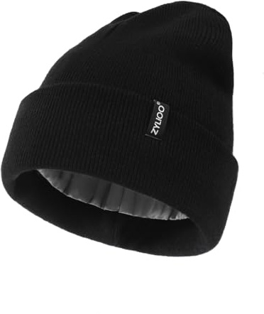 Zylioo XL/XXL Satin Wintermütze Strickmütze,Große Satin Lined Beanie Mütze,Winter Warme Skull Watch Cap