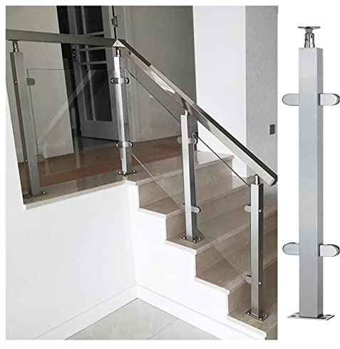 NEZIH Poste de Balustrade En Verre En Acier Inoxydable, Plancher Du Sol Commercial Balustrade En Verre Pour Le Couloir de Garage Mezzanine/Mid Post/65Cm/25.6In