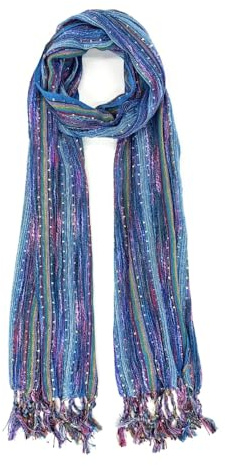 Humble Hilo Multi-Colored Scarf/Shawl for Women Lightweight Head or Neck Scarf (Turquoise (F23))