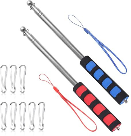 Dbuwqips 2 Piezas Mastil Bandera Mastil Bandera Exterior Palo Telescopico Asta de Bandera Telescópica Mástil Telescópico Adecuado para Viajes, Actividades al Aire Libre, Enseñanza, Formación