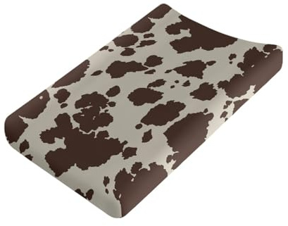 Wanyint Dehnbare Wickelauflagenbezüge mit Kuh-Aufdruck, ultraweich, atmungsaktiv, für Jungen und Mädchen, passend für Standard-Wickelunterlagen von 40,6 x 81,3 cm