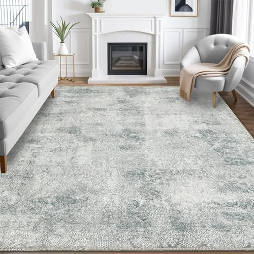 Guchuang Bedding Teppich Wohnzimmer 160x230 cm, Modern Grau Wohnzimmerteppich, Teppich Schlafzimmer Waschbar Carpet rutschfest Kurzflor Weich Teppiche für Esszimmer, Küche